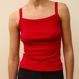 FLORE FLORE May square neck Red cami cotton tank, size S